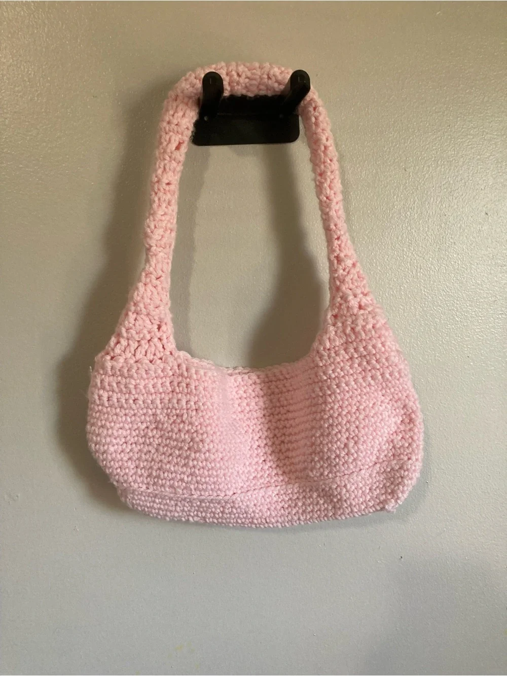 Handmade Pink Crochet Shoulder Bag - Women's Casual Tote